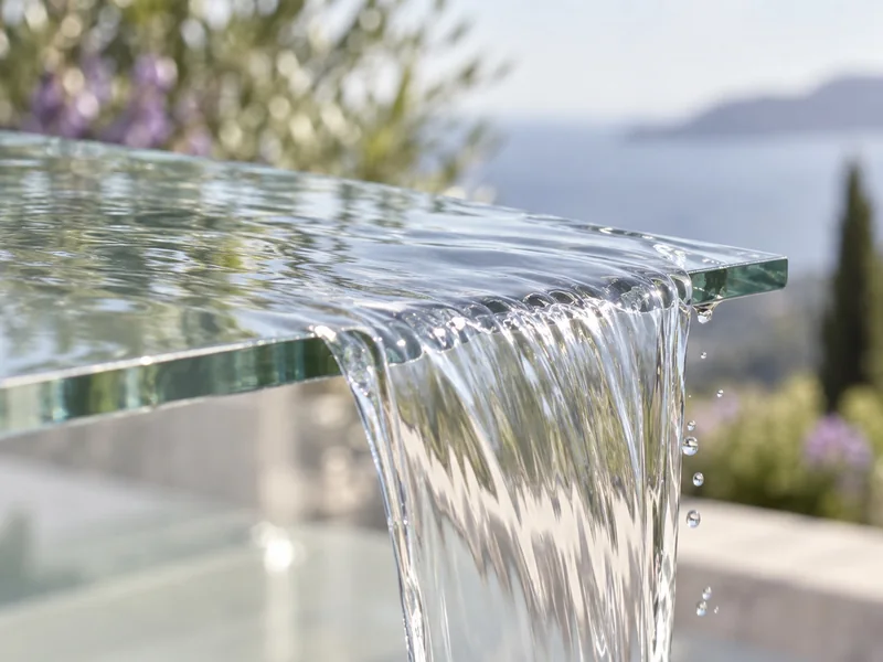 Imagen de ambientación de agua transparente sobre cristal